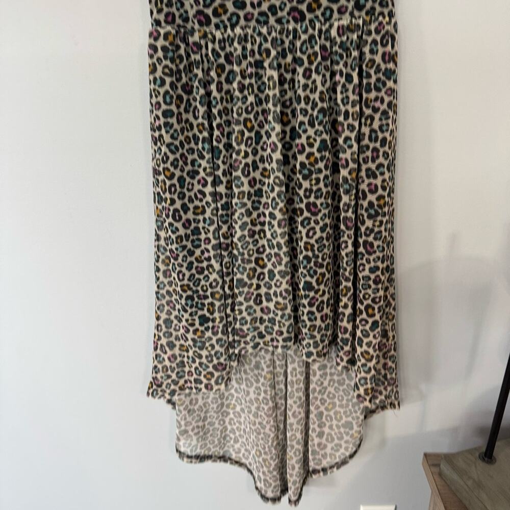H&M Rainbow Leopard High Low Hi Lo Sleeves Dress Women’s Size 6 Spandex Blend - Picture 3 of 7